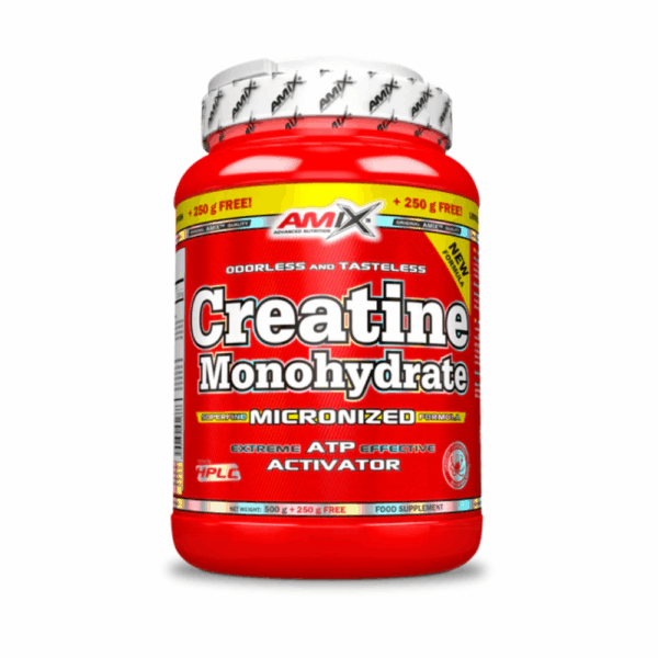 Amix Nutrition Creatina Monohidratada 500 Gramos + 250 Gramos Gratis - Mejora el Rendimiento - 100% Micronizada