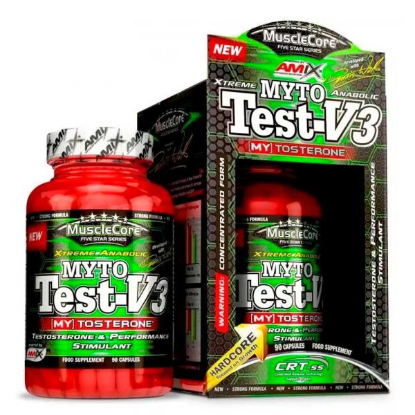 Amix Nutrition MytoTest V3 90 Caps -  Musclecore - Compuesto por la patente  MyTosterone - Contiene CRT-ss (Sistema de soporte de liberación controlada)