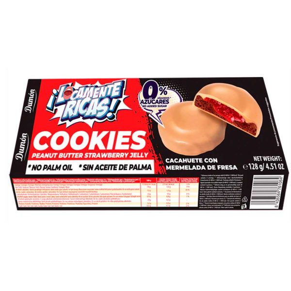 Dumón Cookies de Cacahuete con Mermelada de Fresa 128GR