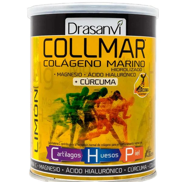 Drasanvi Colágeno Marino Hidrolizado 300g + Cúrcuma + Magnesio + Vitamina C + Ácido Hialurónico - Sabor Limón
