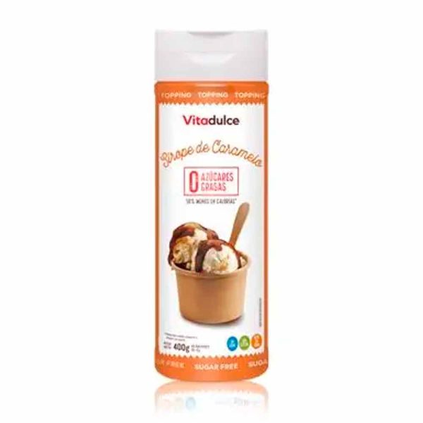 Vitadulce Sirope de Caramelo 400 gr – Sin gluten – 0% grasas y baja en calorías -Sin azúcares ni leche