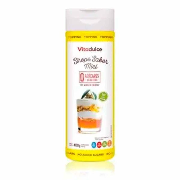 Vitadulce Sirope Sabor Miel 400 gr – Sin gluten – 0% grasas y baja en calorías -Sin azúcares ni leche