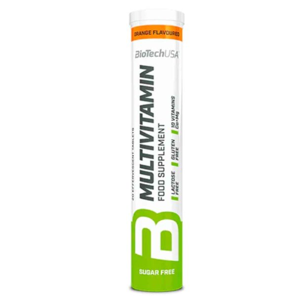 BioTechUSA Pastilla efervescente de multivitaminas - 20 Pastillas - Sabor Naranja