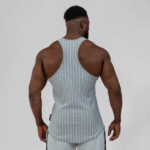 Agongym Stringer Muscle Era Stripped Grey - M - Imagen 2