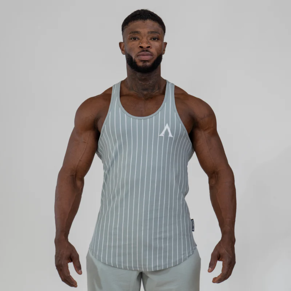 Agongym Aesthetic Muscle Era- Gris y Rayas-M 3 Agongym Stringer Muscle Era Stripped Grey - M - Imagen 3