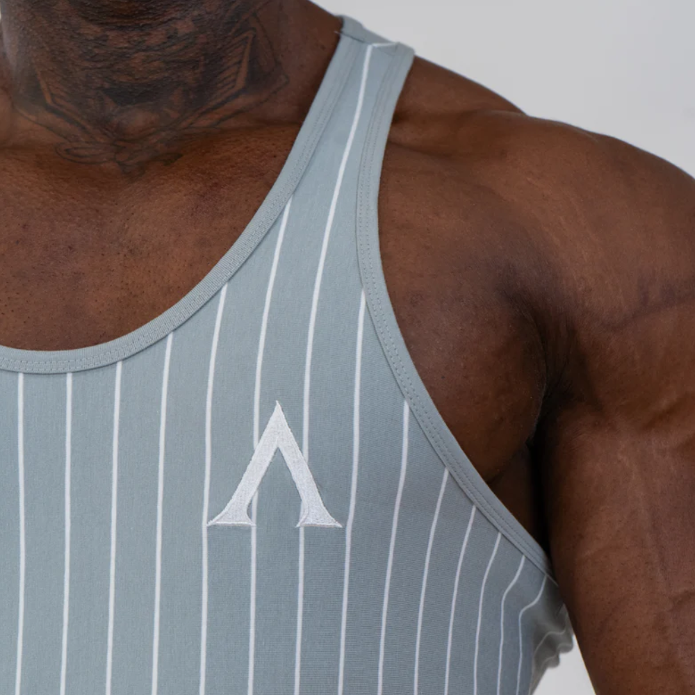 Agongym Aesthetic Muscle Era- Gris y Rayas-M 4 Agongym Stringer Muscle Era Stripped Grey - M - Imagen 4