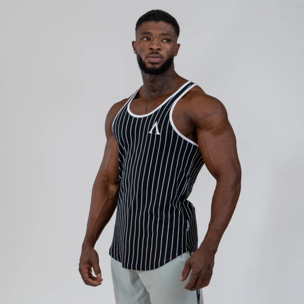 Agongym Aesthetic Muscle Era- black y Rayas-M 4 Agongym Stringer Muscle Era Striped Black - M - Imagen 4