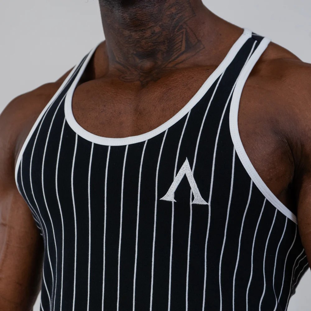 Agongym Aesthetic Muscle Era- black y Rayas-M 6 png Agongym Stringer Muscle Era Striped Black - M - Imagen 6