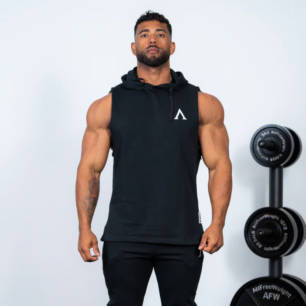 Agongym Aesthetic Original Tank Hoodie Black 1 Agongym Original Tank Hoodie Black - Imagen 1