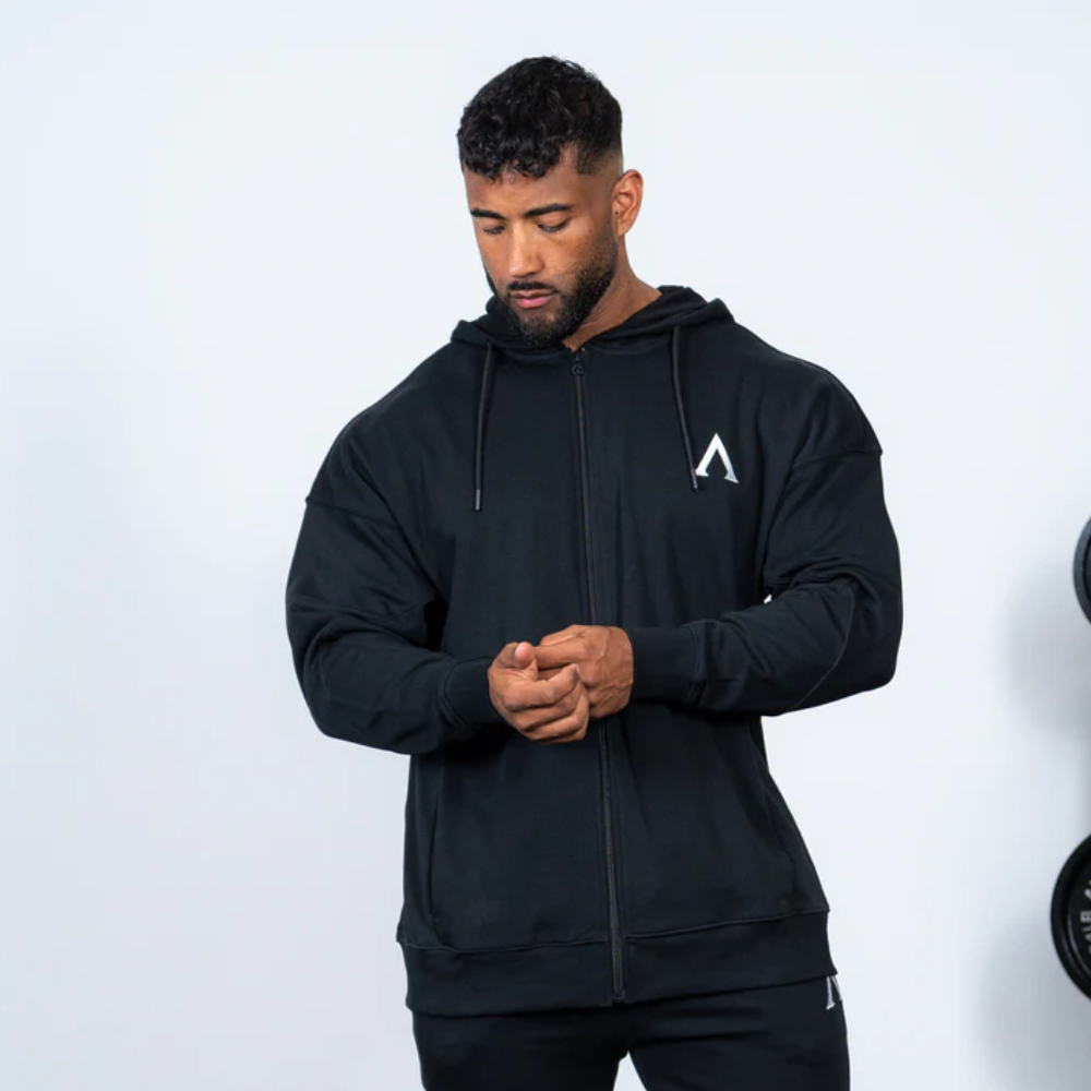 Agongym Aesthetic Original Zip Hoodie Black 1 Agongym Original Zip Hoodie Black - M - Imagen 1