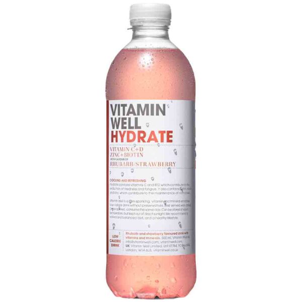 Vitamin Well Hydrate 500ml Sabor Fresa y Ruibarbo